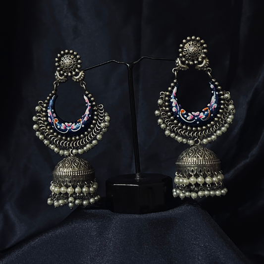 Hand Painted Pearl Jhumki Earrings